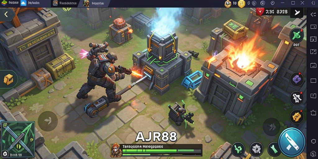 Tangkapan layar AJR88 menampilkan serangan seru dalam gameplay Tower Defense.