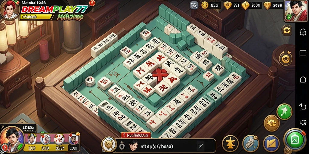 Tangkapan layar gameplay DREAMPLAY77 yang menampilkan papan Mahjong yang menarik.