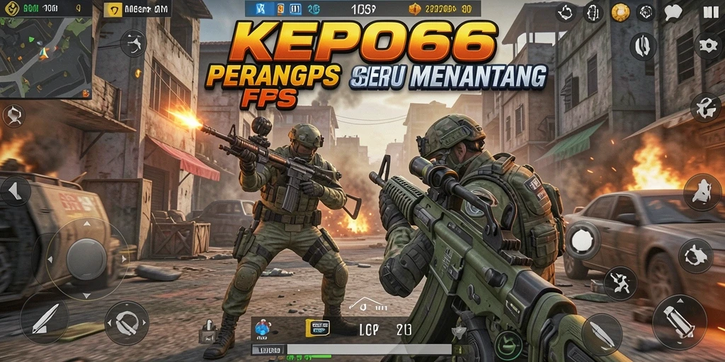 Screenshot utama menunjukkan aksi menembak yang mendebarkan di KEPO66.