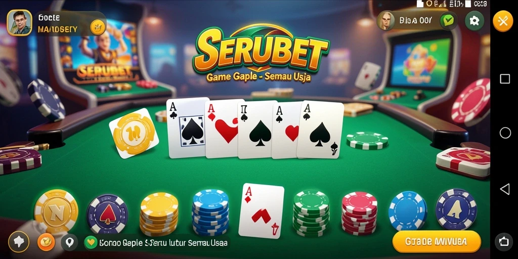 Screenshot SERUBET menampilkan aksi seru permainan Gaple.